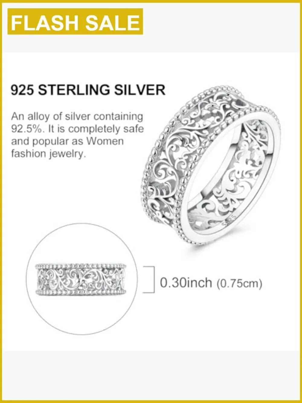 Vintage Filigree Stackable Ring 925 Sterling Silver Round Cubic Zirconia